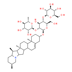 ChemSpider 2D Image | (3beta,8xi,9xi,14xi,16xi,17xi,22xi)-Solanid-5-en-3-yl 6-deoxy-alpha-L-mannopyranosyl-(1->2)-[beta-D-glucopyranosyl-(1->4)]-beta-D-glucopyranoside | C45H73NO15