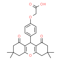 ChemSpider 2D Image | 4-(3,3,6,6-tetramethyl-1,8-dioxo-4,5,7,9-tetrahydro-2H-xanthen-9-yl)phenoxyacetic acid | C25H28O6