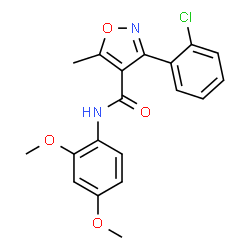 ChemSpider 2D Image | 3-(2-Chlorophenyl)-N-(2,4-dimethoxyphenyl)-5-methyl-1,2-oxazole-4-carboxamide | C19H17ClN2O4