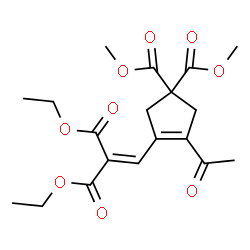ChemSpider 2D Image | Dimethyl 3-acetyl-4-[3-ethoxy-2-(ethoxycarbonyl)-3-oxo-1-propen-1-yl]-3-cyclopentene-1,1-dicarboxylate | C19H24O9