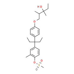 ChemSpider 2D Image | 4-(3-{4-[(3-Hydroxy-2,3-dimethylpentyl)oxy]phenyl}-3-pentanyl)-2-methylphenyl methanesulfonate | C26H38O5S