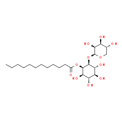 ChemSpider 2D Image | (1R,2R,3S,4S,5R,6S)-2,3,4,5-Tetrahydroxy-6-(beta-D-lyxopyranosyloxy)cyclohexyl laurate | C23H42O11