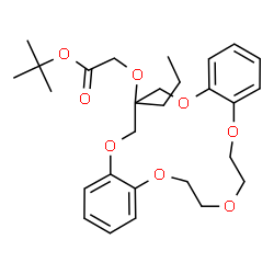ChemSpider 2D Image | 2-Methyl-2-propanyl [(18-propyl-6,7,9,10,18,19-hexahydro-17H-dibenzo[b,k][1,4,7,10,13]pentaoxacyclohexadecin-18-yl)oxy]acetate | C28H38O8