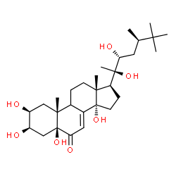 ChemSpider 2D Image | (2beta,3beta,5beta,9xi,22R,24R)-2,3,5,14,20,22-Hexahydroxy-25-methylergost-7-en-6-one | C29H48O7