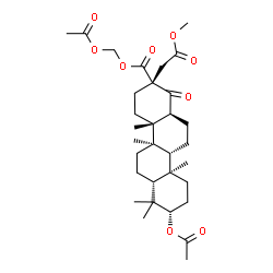ChemSpider 2D Image | Acetoxymethyl (2R,4aR,4bR,6aR,8S,10aR,10bR,12aS)-8-acetoxy-2-(2-methoxy-2-oxoethyl)-4a,4b,7,7,10a-pentamethyl-1-oxooctadecahydro-2-chrysenecarboxylate | C32H48O9