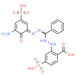 ChemSpider 2D Image | 2-(2-{[(2E)-(5-Amino-6-oxo-3-sulfo-2,4-cyclohexadien-1-ylidene)hydrazono](phenyl)methyl}hydrazino)-4-sulfobenzoic acid | C20H17N5O9S2