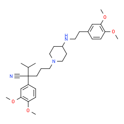 ChemSpider 2D Image | 2-(3,4-Dimethoxyphenyl)-5-(4-{[2-(3,4-dimethoxyphenyl)ethyl]amino}-1-piperidinyl)-2-isopropylpentanenitrile | C31H45N3O4