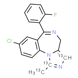 ChemSpider 2D Image | 8-Chloro-6-(2-fluorophenyl)-1-(~13~C)methyl(1,3-~13~C_2_)-4H-imidazo[1,5-a][1,4]benzodiazepine | C1513C3H13ClFN3