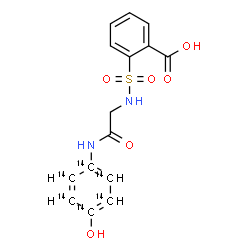 ChemSpider 2D Image | 2-[(2-{[4-Hydroxy(~14~C_6_)phenyl]amino}-2-oxoethyl)sulfamoyl]benzoic acid | C914C6H14N2O6S