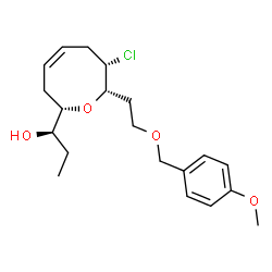 ChemSpider 2D Image | (1R)-1-[(2S,4Z,7S,8S)-7-Chloro-8-{2-[(4-methoxybenzyl)oxy]ethyl}-3,6,7,8-tetrahydro-2H-oxocin-2-yl]-1-propanol | C20H29ClO4