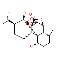ChemSpider 2D Image | (1S,2S,5R,6R,7S,10S,11R,15S,18R)-5-Acetyl-6,15,18-trihydroxy-12,12-dimethyl-9,17-dioxapentacyclo[8.5.3.0~1,11~.0~2,7~.0~7,18~]octadecan-8-one | C20H28O7