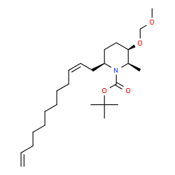 ChemSpider 2D Image | 2-Methyl-2-propanyl (2R,3R,6R)-6-[(2Z)-2,11-dodecadien-1-yl]-3-(methoxymethoxy)-2-methyl-1-piperidinecarboxylate | C25H45NO4