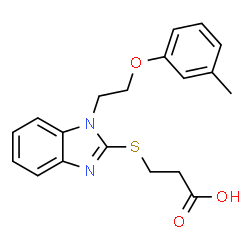 ChemSpider 2D Image | 3-({1-[2-(3-Methylphenoxy)ethyl]-1H-benzimidazol-2-yl}sulfanyl)propanoic acid | C19H20N2O3S