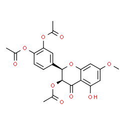 ChemSpider 2D Image | 4-[(2R,3S)-3-Acetoxy-5-hydroxy-7-methoxy-4-oxo-3,4-dihydro-2H-chromen-2-yl]-1,2-phenylene diacetate | C22H20O10