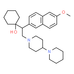 ChemSpider 2D Image | 1-[2-(1,4'-Bipiperidin-1'-yl)-1-(6-methoxy-2-naphthyl)ethyl]cyclohexanol | C29H42N2O2