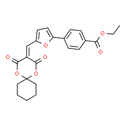 ChemSpider 2D Image | Ethyl 4-{5-[(2,4-dioxo-1,5-dioxaspiro[5.5]undec-3-ylidene)methyl]-2-furyl}benzoate | C23H22O7