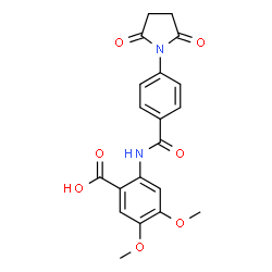 ChemSpider 2D Image | 2-{[4-(2,5-Dioxo-1-pyrrolidinyl)benzoyl]amino}-4,5-dimethoxybenzoic acid | C20H18N2O7