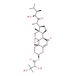 ChemSpider 2D Image | (3beta,8alpha,11alpha,23S)-23-Hydroxy-7,22-dioxo-9,11-epoxyergost-5-en-3-yl 2,3-dihydroxy-3-methylbutanoate | C33H50O8