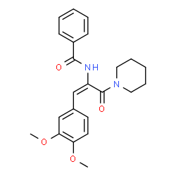 ChemSpider 2D Image | N-[2-(3,4-Dimethoxy-phenyl)-1-(piperidine-1-carbonyl)-vinyl]-benzamide | C23H26N2O4