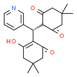 ChemSpider 2D Image | 2-[(S)-(2-Hydroxy-4,4-dimethyl-6-oxo-1-cyclohexen-1-yl)(3-pyridinyl)methyl]-5,5-dimethyl-1,3-cyclohexanedione | C22H27NO4