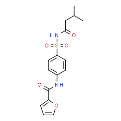 ChemSpider 2D Image | N-{4-[(3-Methylbutanoyl)sulfamoyl]phenyl}-2-furamide | C16H18N2O5S