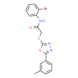 ChemSpider 2D Image | N-(2-Bromophenyl)-2-{[5-(3-methylphenyl)-1,3,4-oxadiazol-2-yl]sulfanyl}acetamide | C17H14BrN3O2S