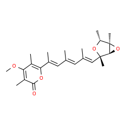 ChemSpider 2D Image | 2,5:3,4-Dianhydro-1,6-dideoxy-2-[(1E,3E,5E)-6-(4-methoxy-3,5-dimethyl-2-oxo-2H-pyran-6-yl)-2,4-dimethyl-1,3,5-heptatrien-1-yl]-4-methyl-D-altritol | C24H32O5