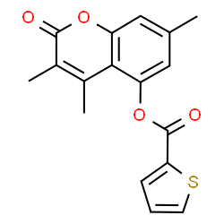 ChemSpider 2D Image | 3,4,7-Trimethyl-2-oxo-2H-chromen-5-yl 2-thiophenecarboxylate | C17H14O4S