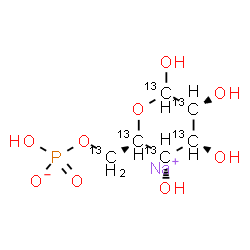 ChemSpider 2D Image | Sodium 6-O-(hydroxyphosphinato)-D-(~13~C_6_)glucopyranose | 13C6H12NaO9P