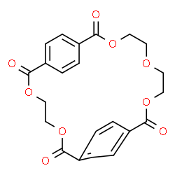 ChemSpider 2D Image | 3,6,13,16,19-Pentaoxatricyclo[19.2.2.2~8,11~]heptacosa-1(23),8,10,21,24,26-hexaene-2,7,12,20-tetrone | C22H20O9