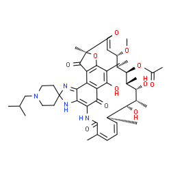 ChemSpider 2D Image | (7S,9Z,11S,12R,13S,14R,15R,16R,18S,19Z,21Z)-2,15,17-Trihydroxy-1'-isobutyl-11-methoxy-3,7,12,14,16,18,22-heptamethyl-6,23,32-trioxospiro[8,33-dioxa-24,27,29-triazapentacyclo[23.6.1.1~4,7~.0~5,31~.0~26
,30~]tritriaconta-1(31),2,4,9,19,21,25,29-octaene-28,4'-piperidin]-13-yl acetate | C46H62N4O11