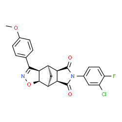 ChemSpider 2D Image | (1S,2R,6R,7S,8R,12S)-10-(3-Chloro-4-fluorophenyl)-5-(4-methoxyphenyl)-3-oxa-4,10-diazatetracyclo[5.5.1.0~2,6~.0~8,12~]tridec-4-ene-9,11-dione | C23H18ClFN2O4