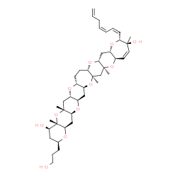 ChemSpider 2D Image | (2S,4R,4aS,5aR,6aS,7aR,9aS,10aR,11aS,13R,14S,16aR,17aS,18aR,19aS,20aR,21aS,22aR)-13-[(1Z,3Z)-1,3,6-Heptatrien-1-yl]-2-(3-hydroxypropyl)-4a,5a,14,17a,18a-pentamethyl-2,3,4,4a,5a,6,6a,7a,8,9,9a,10a,11,1
1a,13,14,16a,17a,18,18a,19a,20,20a,21a,22,22a-hexacosahydrooxepino[2'',3'':5',6']pyrano[2',3':5,6]pyrano[3,2-b]pyrano[2''',3''':5'',6'']pyrano[2'',3'':5',6']pyrano[2',3':5,6]pyrano[2,3-f]oxepine-4,14-
diol | C43H64O11