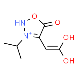 ChemSpider 2D Image | 4-(2,2-Dihydroxyvinyl)-3-isopropyl-5-oxo-2,5-dihydro-1,2,3-oxadiazol-3-ium | C7H11N2O4