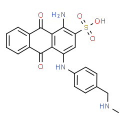 ChemSpider 2D Image | 1-Amino-4-({4-[(methylamino)methyl]phenyl}amino)-9,10-dioxo-9,10-dihydro-2-anthracenesulfonic acid | C22H19N3O5S