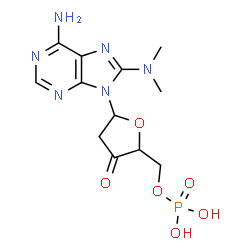 ChemSpider 2D Image | {5-[6-Amino-8-(dimethylamino)-9H-purin-9-yl]-3-oxotetrahydro-2-furanyl}methyl dihydrogen phosphate | C12H17N6O6P