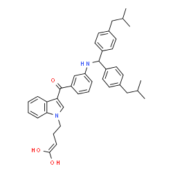 ChemSpider 2D Image | (3-{[Bis(4-isobutylphenyl)methyl]amino}phenyl)[1-(4,4-dihydroxy-3-buten-1-yl)-1H-indol-3-yl]methanone | C40H44N2O3