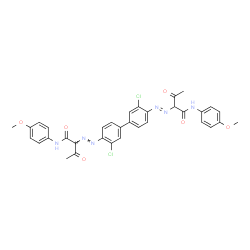 ChemSpider 2D Image | 2,2'-[(3,3'-Dichloro-4,4'-biphenyldiyl)di(E)-2,1-diazenediyl]bis[N-(4-methoxyphenyl)-3-oxobutanamide] | C34H30Cl2N6O6