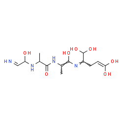 ChemSpider 2D Image | N~2~-(1-Hydroxy-2-iminoethyl)-N-{(1Z)-1-hydroxy-1-[(Z)-(1,1,5,5-tetrahydroxy-4-penten-2-ylidene)amino]-1-propen-2-yl}alaninamide | C13H22N4O7