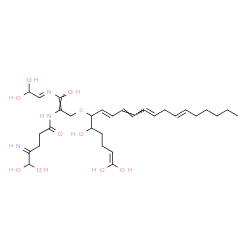ChemSpider 2D Image | N-[(1E)-1-[(E)-(2,2-Dihydroxyethylidene)amino]-1-hydroxy-3-{[(7E,9E,11E,14E)-1,1,5-trihydroxy-1,7,9,11,14-icosapentaen-6-yl]sulfanyl}-1-propen-2-yl]-5,5-dihydroxy-4-iminopentanamide | C30H47N3O9S