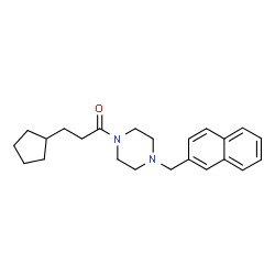 ChemSpider 2D Image | 3-Cyclopentyl-1-[4-(2-naphthylmethyl)-1-piperazinyl]-1-propanone | C23H30N2O