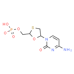 ChemSpider 2D Image | [5-(4-Amino-2-oxo-1(2H)-pyrimidinyl)-1,3-oxathiolan-2-yl]methyl hydrogen phosphate | C8H11N3O6PS