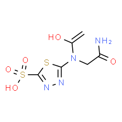 ChemSpider 2D Image | 5-[(2-Amino-2-oxoethyl)(1-hydroxyvinyl)amino]-1,3,4-thiadiazole-2-sulfonic acid | C6H8N4O5S2