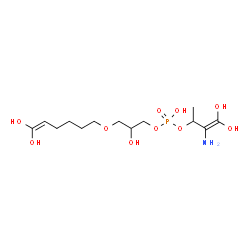 ChemSpider 2D Image | 3-Amino-4,4-dihydroxy-3-buten-2-yl 3-[(6,6-dihydroxy-5-hexen-1-yl)oxy]-2-hydroxypropyl hydrogen phosphate | C13H26NO10P
