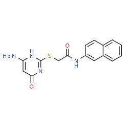 ChemSpider 2D Image | 2-[(4-Amino-6-oxo-1,6-dihydropyrimidin-2-yl)sulfanyl]-N-(2-naphthyl)acetamide | C16H14N4O2S