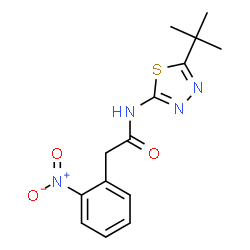 ChemSpider 2D Image | N-[5-(2-Methyl-2-propanyl)-1,3,4-thiadiazol-2-yl]-2-(2-nitrophenyl)acetamide | C14H16N4O3S