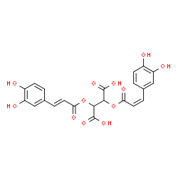 ChemSpider 2D Image | 2-{[(2E)-3-(3,4-Dihydroxyphenyl)-2-propenoyl]oxy}-3-{[(2Z)-3-(3,4-dihydroxyphenyl)-2-propenoyl]oxy}succinic acid | C22H18O12