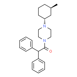 ChemSpider 2D Image | 1-{4-[(1R,3R)-3-Methylcyclohexyl]-1-piperazinyl}-2,2-diphenylethanone | C25H32N2O