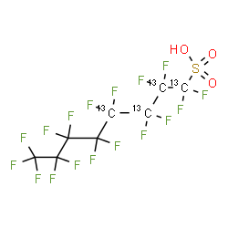 ChemSpider 2D Image | 1,1,2,2,3,3,4,4,5,5,6,6,7,7,8,8,8-Heptadecafluoro-1-(1,2,3,4-~13~C_4_)octanesulfonic acid | C413C4HF17O3S