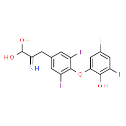 ChemSpider 2D Image | 3-[4-(2-Hydroxy-3,5-diiodophenoxy)-3,5-diiodophenyl]-2-imino-1,1-propanediol | C15H11I4NO4